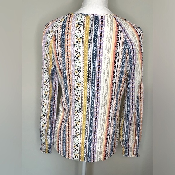christopher & banks Women Boho Long Sleeve Floral Top Size Small - Picture 2 of 8